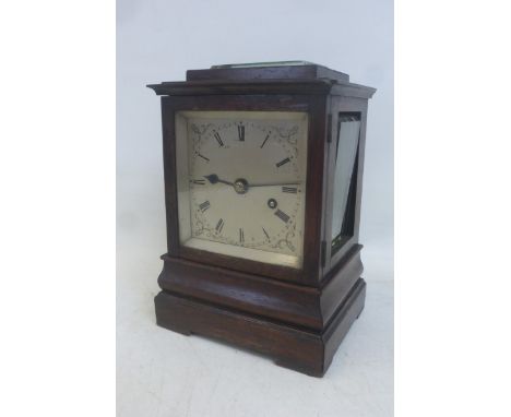 A Regency rosewood bracket clock with engraved silvered dial and single fusee movement. 