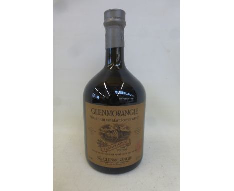 A bottle of Glenmorangie single highland malt Scotch whisky 'traditional 100% proof'.