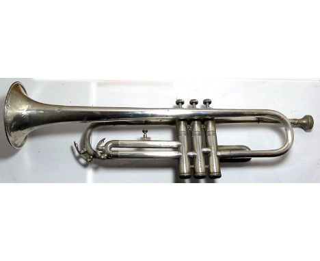 A mid 20th century trumpet marked Zenith, made by J R Lafleur with pearloid topped valve caps.