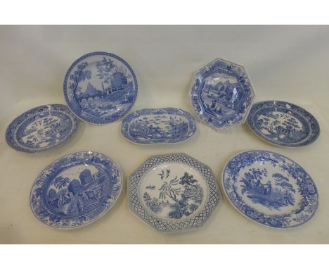 A selection of 19th Century and later blue and white ceramics including Spode 'Blue Room' collection. 