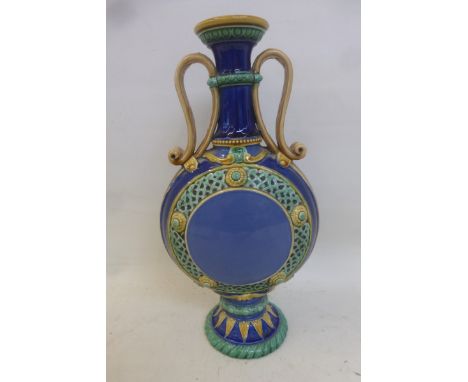 A Continental majolica moon flask.