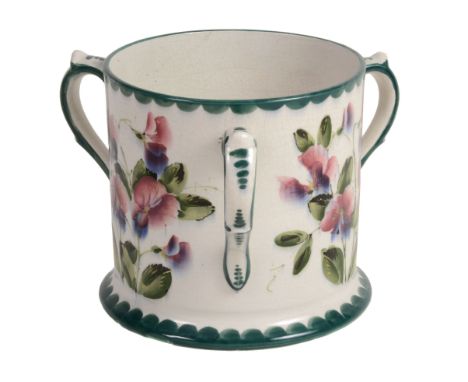 A Wemyss medium tyg or loving cup, circa 1900 , painted with sweetpeas  A Wemyss medium tyg or loving cup, circa 1900  , pain
