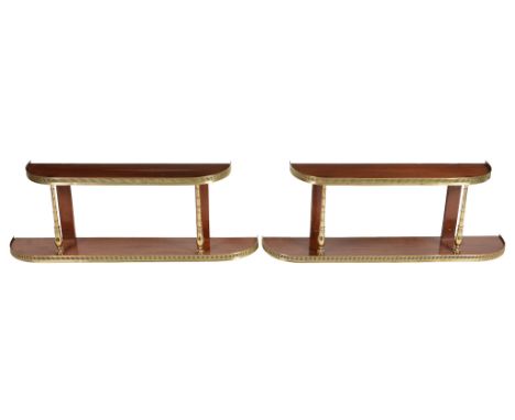 A pair of 19th century and later mahogany and brass banded military style...  A pair of 19th century and later mahogany and b
