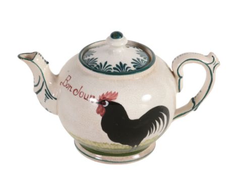 A Wemyss 'Bonjour' teapot and cover, circa 1900, painted by Karel Nekola  A Wemyss 'Bonjour' teapot and cover, circa 1900,  p