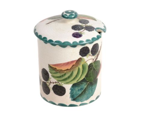 A Wemyss preserve jar and cover, circa 1900, painted with blackberries  A Wemyss preserve jar and cover, circa 1900,   painte