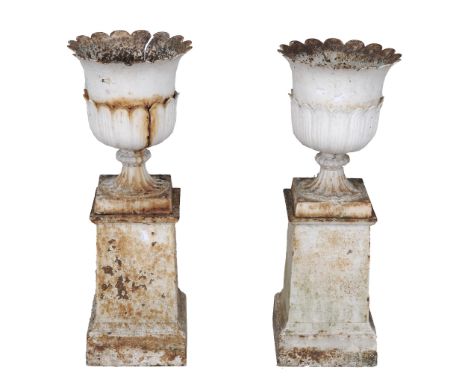 A pair of French cast iron garden urn planters , circa 1820  A pair of French cast iron garden urn planters  , circa 1820, ea