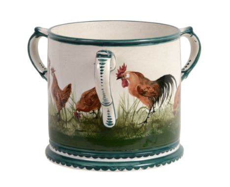 A large Wemyss tyg or loving cup, circa 1890-1900  A large Wemyss tyg or loving cup, circa 1890-1900,   painted with a contin
