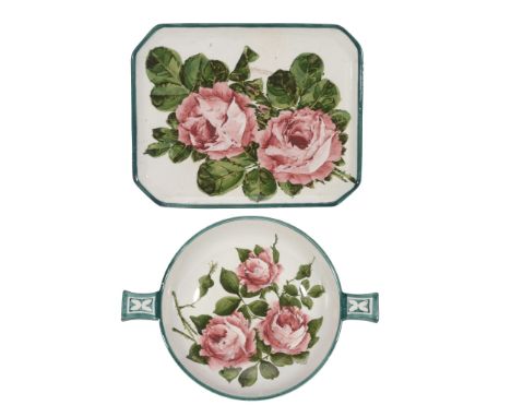 A Wemyss comb tray, circa 1900, painted with roses  A Wemyss comb tray, circa 1900,   painted with roses, impresse mark   WEM