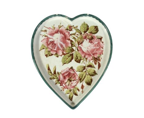 A Wemyss heart shaped tray, circa 1900, painted with cabbage roses, impressed  A Wemyss heart shaped tray, circa 1900,   pain