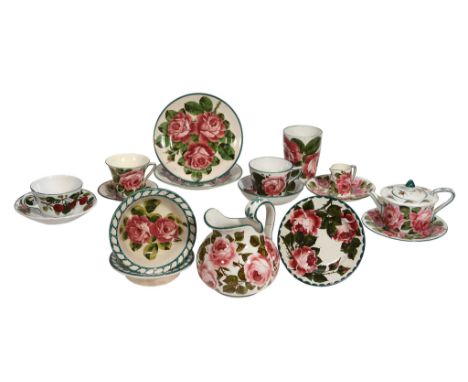 Two Wemyss porridge bowls, circa 1900, painted with pink roses, leaf borders  Two Wemyss porridge bowls, circa 1900,   painte