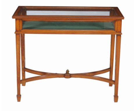 A satinwood and ebony strung vitrine , first half 20th century  A satinwood and ebony strung vitrine  , first half 20th centu