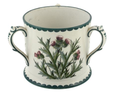 A large Wemyss tyg or loving cup, circa 1900  A large Wemyss tyg or loving cup, circa 1900,   painted with a continuous secne