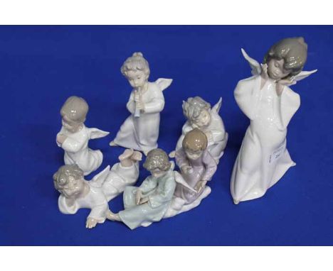 SIX LLADRO FIGURES OF ANGELS 