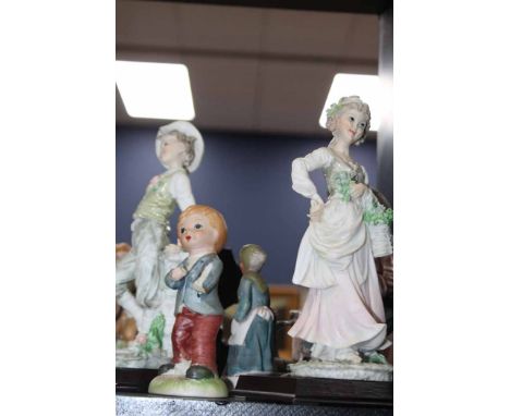 LOT OF MIXED CERAMIC FIGURES 
including Royal Worcester Parakeet figure (damaged, etc