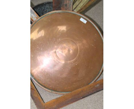 LOT OF COPPER AND BRASS ITEMS
including a copper fire surround, a Middle Eastern beaten copper vase, a large copper charger, 