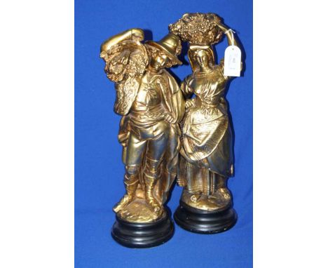 PAIR OF GILDED PLASTER FIGURES 