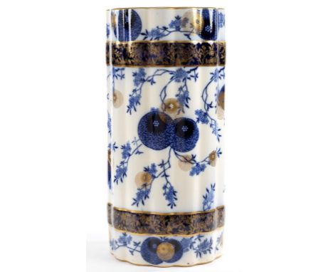 A ROYAL DOULTON BLUE AND GILT EARTHENWARE AESTHETIC STICK STAND, C1890, 61.5CM H, PRINTED MARK ++SLIGHT WEAR ONLY BUT NOT CRA