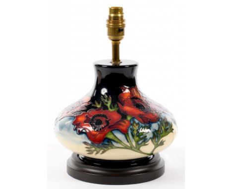 A MOORCROFT ANEMONE LAMP, 18CM H EXCLUDING FITMENT ++GOOD CONDITION