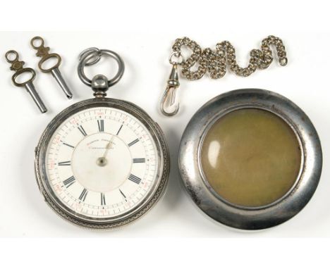 AN EDWARD VII SILVER LEVER MARINE DECIMAL CHRONOGRAPH IN ENGRAVED CASE, CHESTER 1901