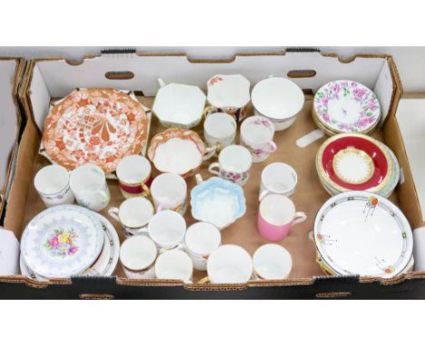 A COLLECTION OF 1920S AND 30S SHELLEY AND OTHER ENGLISH PORCELAIN COFFEE CANS AND CUPS AND SAUCERS, SEVERAL WITH MATCHING SID