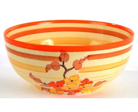 CLARICE CLIFF. AN A. J. WILKINSON HYDRANGEA BOWL, 1934, 21CM D, PRINTED MARK ++GOOD CONDITION 