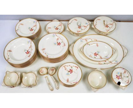 SUSIE COOPER. AN A. D. GREY GOLDEN CATKIN PATTERN DINNER SERVICE, C1928, LARGEST DISH 43CM W, PRINTED MARK, PAINTED PATTERN N