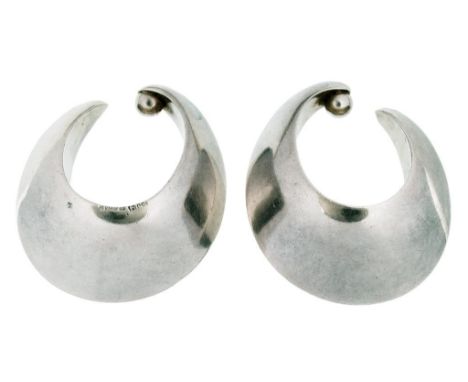 GEORG JENSEN. A PAIR OF SILVER EARRINGS 126B, DESIGNED BY N. J. CIRCA MID 20TH C, MAKER'S AND DESIGNER'S MARKS AND NUMBER, 16