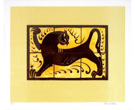 BERNARD LEACH (1887 - 1979), THE LION TILE 1974, LITHOGRAPH, SIGNED BY THE ARTIST IN PENCIL AND NUMBERED 53/100, 50 X 58CM ++