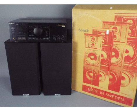 Stereo Equipment - A boxed pair of Sonab C-21 speakers and a Technics Stereo Integrated Amplifier, model SU-X502. [2]