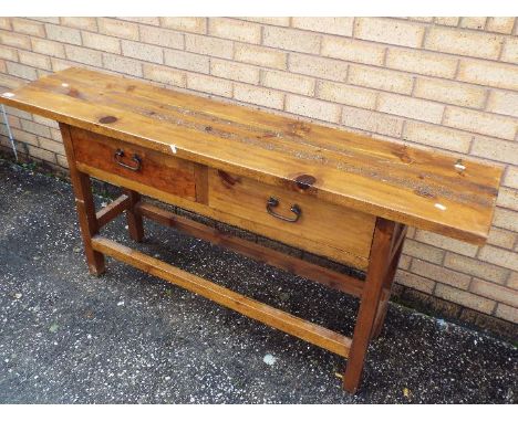 A twin drawer console table measuring approximately 76 cm x 160 cm x 35 cm.
