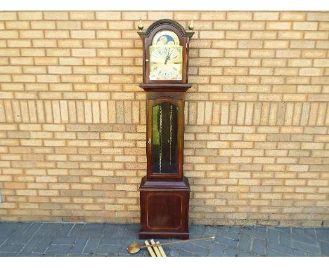 Longcase Clock in Mahogany, 3 weight with Moon roller.