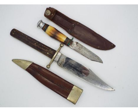 A Victorian Bowie knife by J Rodgers &amp; Sons, Sheffield, with two piece stag horn grip, cutler's marks to the ricasso, bla