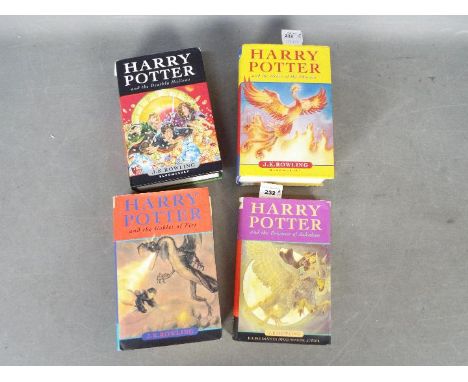 Four hardback Harry Potter books, all with dust jackets, comprising Order Of The Phoenix (first edition), The Deathly Hallows