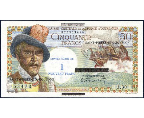 Saint Pierre & Miquelon P 30b Caisse Centrale de la France d'Outre-Mer Saint-Pierre-et-Miquelon1 Nouveau Franc on 50 Francs-1
