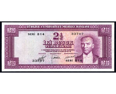 Turkey P 150a Linzmayer B231a Central Bank of Turkey 2½ Lira L.1930 (15 July 1952). Portrait of Mustafa Kemal Atatürk at righ