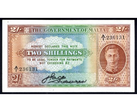 Malta P 17a Linzmayer B116a The Government of Malta (1942). Portrait of King George VI at right on front. Signature Pace. # A