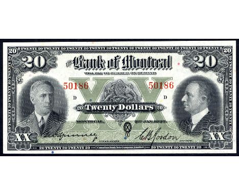 Canada P S563b Charlton 505-62-06 The Bank of Montreal 20 Dollars 3 January 1938. Portrait of G. W. Spinney at left portrait 