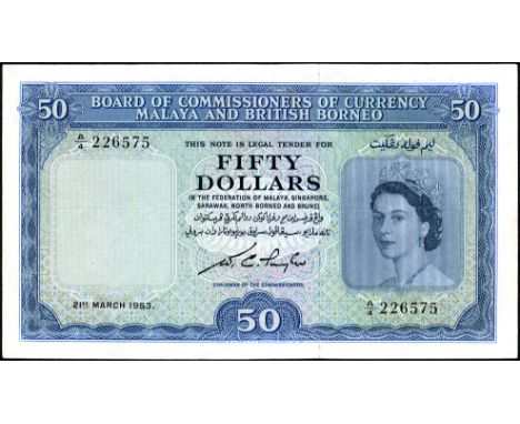 Malaya & British Borneo P 4a Linzmayer B104a Board of Commissioners of Currency Malaya and British Borno 50 Dollars 21 March 