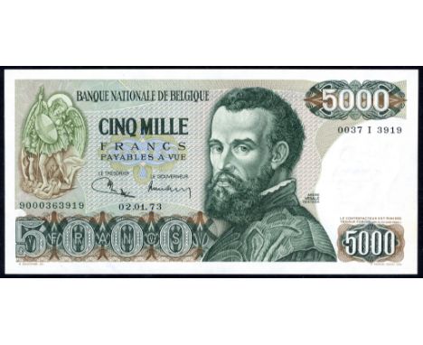 Belgium NBBB-107b P 137ar MWR RF2 Banque Nationale de Belgique5000 Francs 2 January 1973 REPLACEMENT. Portrait of André Vesal