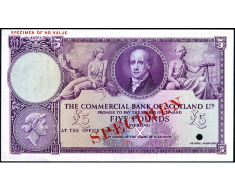 Scotland P S333s The Commercial Bank of Scotland 5 Pounds (1947-58) SPECIMEN. Portrait of Lord Cockburn at upper center on fr