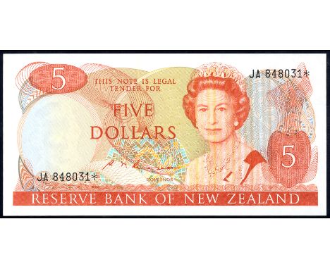 New Zealand P 171br Linzmayer B118 MWR RC9 Reserve Bank of New Zealand 5 Dollars (1985-89) REPLACEMENT. Portrait of Queen Eli