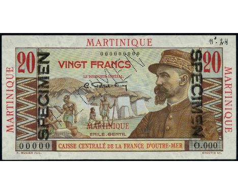 Martinique P 29s Linzmayer B407as1 Caisse Centrale de la France d'Outre-Mer Martinique 20 Francs (1947-49) SPECIMEN. African 