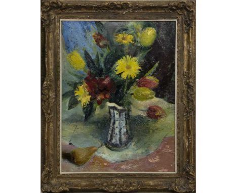 * NOEL SLANEY RSW (SCOTTISH 1915 - 2000), SPRING FLOWERSoil on board, titled label verso image size 55.5cm x 42cm, overall si