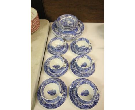 Collection of Spode 'Italian' ware including 6 Dinner Plates, 6 Bowls, 6 Cups, Saucers and Teaplates