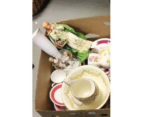 Group of Mixed Ceramics including Mintons Small Wash Jug, Bowl and Toothbrush Holder, Various Royal Horticultural Society Cup