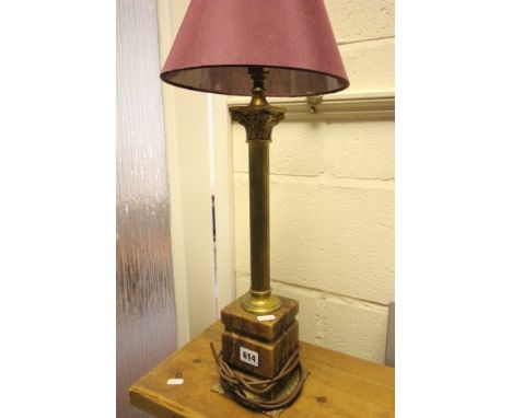 Table Lamp with Gilt Brass Classical Column and Marble Base