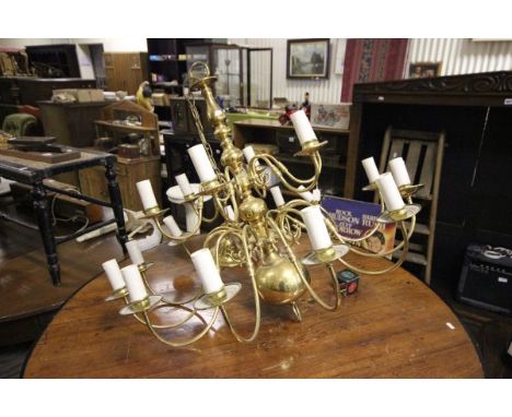 Large Brass Central Light Fitting with Six Branches over Twelve Branches