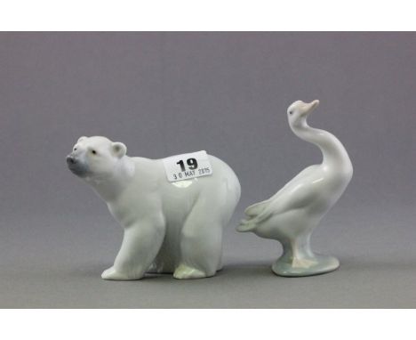 Two Lladro Animals - Polar Bear & Goose