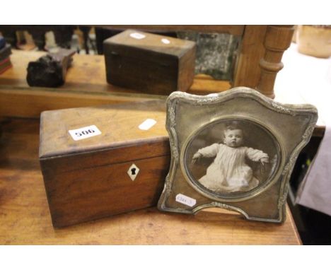 Georgian Mahogany Tea Caddy and a Plated Photograph Frame