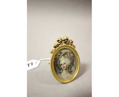 Oval Miniature Portrait of a Lady in ornate Gilt Frame